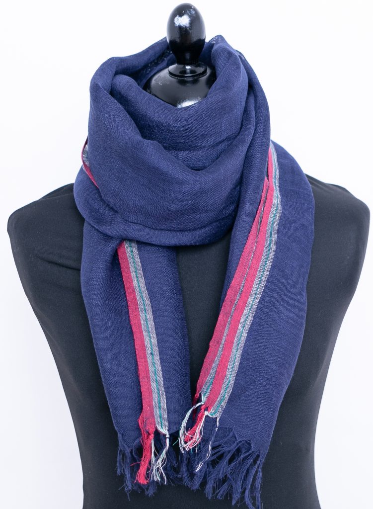 Navy Blue Linen Scarf | ENFAIR