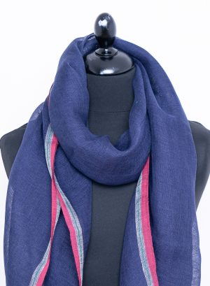 Navy blue linen scarf