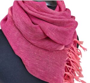 Dark Pink Linen Scarf